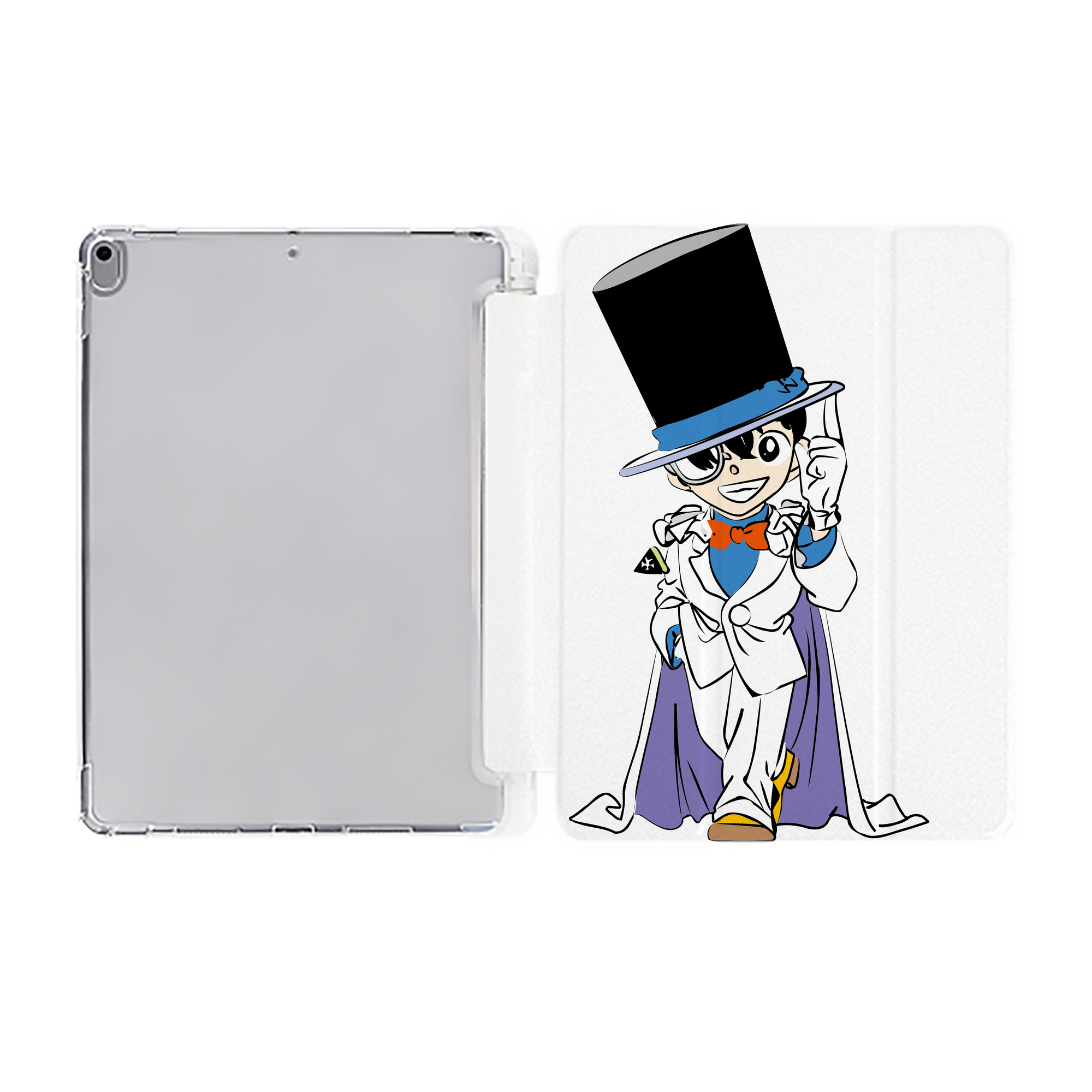 （画像用） 名探偵コナン 江戸川 コナン Detective Conan Conan Edogawa IPad ケース ペン収納付き 三つ折りスタンド PUレザー×シリコン 対応機種9.5/10.5/10.9インチ